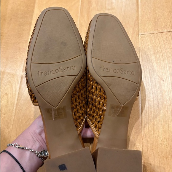 Franco Sarto Nalla leather mules slides shoes sz 10 woven - Picture 5 of 8